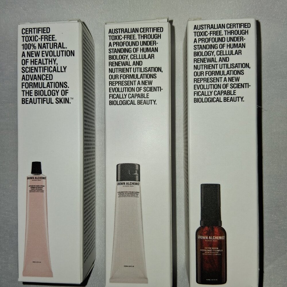 Grown Alchemist -3- Detox Serum, cream cleanser, hand cream Travel size NIB